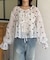 楊柳リボンシャーリングシアーブラウス