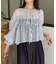 楊柳リボンシャーリングシアーブラウス