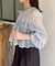 楊柳リボンシャーリングシアーブラウス