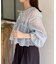 楊柳リボンシャーリングシアーブラウス