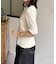 アシメネックボタンデザイン半袖ニット