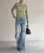 【Loungedress】シアーリブヘンリーニット