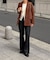 裾ウェーブセミフレアデニムパンツ