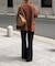 裾ウェーブセミフレアデニムパンツ