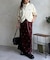 【セットアップ着用可】小花刺繍ベロアナロースカート