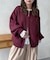 同色花柄クルージップカーディガン