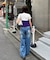 【Ciaopanic】フラワーパッチダメージデニムパンツ