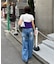 【Ciaopanic】フラワーパッチダメージデニムパンツ