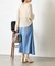 【腰・お尻周りカバー／オールシーズン活躍】デニム切替フレアスカート