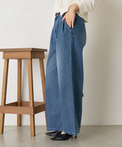 【極美品】anuans タックワイドデニムパンツ 楽天市場】デニムタックワイドパンツ パンツ レディース