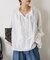 【上品フリル】袖フリルリボンタイブラウス