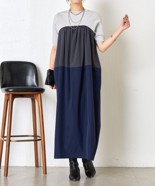 体型カバー◎】バイカラー切替ワンピース｜ガリャルダガランテの