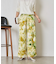 【柄で華やぐ】ぼかし花柄ツイルパンツ