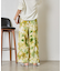 【柄で華やぐ】ぼかし花柄ツイルパンツ
