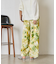 【柄で華やぐ】ぼかし花柄ツイルパンツ