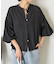 袖シャーリングクルーブラウス