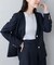 【natural couture】薄金釦ノーカラージャケット