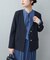 【natural couture】薄金釦ノーカラージャケット