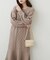 【natural couture】裾フレアケーブルニットワンピース