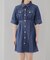 【春の新作】【丈を選べる】デニムリボンシャツワンピース