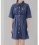 【春の新作】【丈を選べる】デニムリボンシャツワンピース