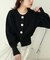 【natural couture】BIGボタン片畦ポリニットカーディガン
