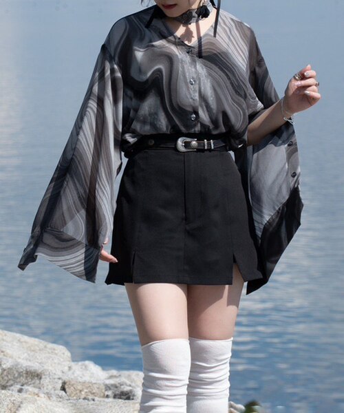 【Mavie..7】ベルト付サイドスリットスカパン Mavie..7（メヴィセットゥ）の「【Mavie..7】ベルト付サイド