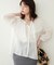 【natural couture】Ｖ開きフリルシアーブラウス