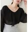 【natural couture】Ｖ開きフリルシアーブラウス