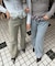 ストーン付デニムフレアパンツ