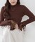 袖レース&リボンニットトップス