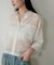 【LARUTA】シアー半袖刺繍ロゴシャツ