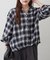 チェックタケノコタックブラウス