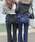 【Lサイズが登場！】【後ろ姿まで可愛い】バックリボンデニムフレアパンツ