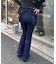 【Lサイズが登場！】【後ろ姿まで可愛い】バックリボンデニムフレアパンツ