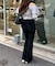【Lサイズが登場！】【後ろ姿まで可愛い】バックリボンデニムフレアパンツ