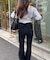 【Lサイズが登場！】【後ろ姿まで可愛い】バックリボンデニムフレアパンツ