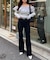 【Lサイズが登場！】【後ろ姿まで可愛い】バックリボンデニムフレアパンツ