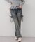 リボンカーゴデニムフレアパンツ
