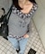 【主役級のデザイン】チェックフリルTシャツ
