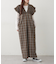 チェックシャーリングサロペット