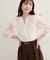 【natural couture】ラッフルフリルキーネック7部袖ブラウス