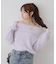 【ブローチ付】オフショルシャギーニット