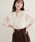 【natural couture】ラッフルフリルキーネック7部袖ブラウス