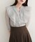 【natural couture】ラッフルフリルキーネック7部袖ブラウス