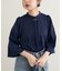 【natural couture】メタルチャーム付き7分袖フレア袖ブラウス