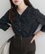 【natural couture】パール釦Vネック7分袖ブラウス