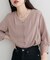 【natural couture】パール釦Vネック7分袖ブラウス
