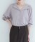 【natural couture】オープンカラー袖口シャーリングブラウス