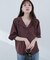 【natural couture】オープンカラー袖口シャーリングブラウス